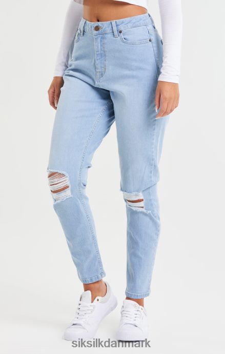 beklædning SikSilk lyseblå knee rip denim mom jean Kvinder 862RF4189
