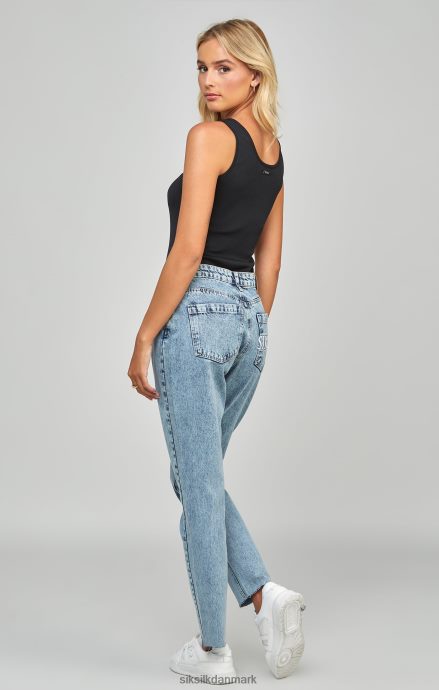 beklædning SikSilk lyseblå vask broderet mom jean Kvinder 862RF4190