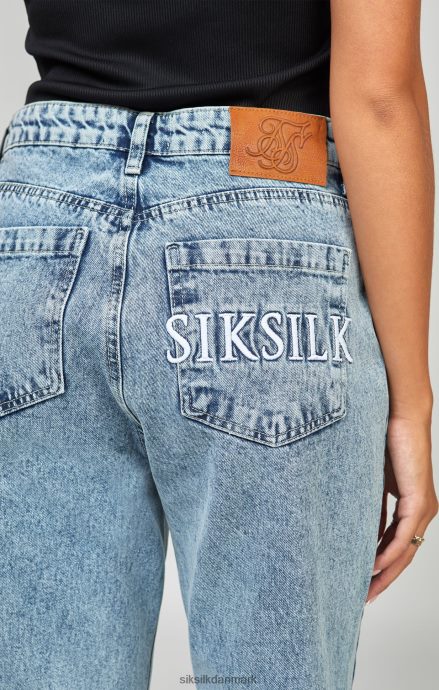 beklædning SikSilk lyseblå vask broderet mom jean Kvinder 862RF4190