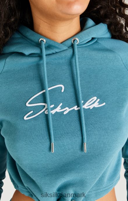 beklædning SikSilk blågrøn essentiel cropped hættetrøje Kvinder 862RF4120