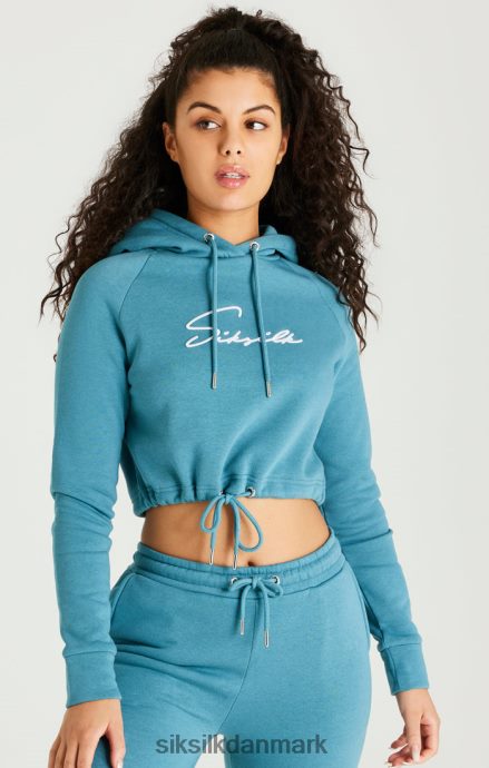 beklædning SikSilk blågrøn essentiel cropped hættetrøje Kvinder 862RF4120