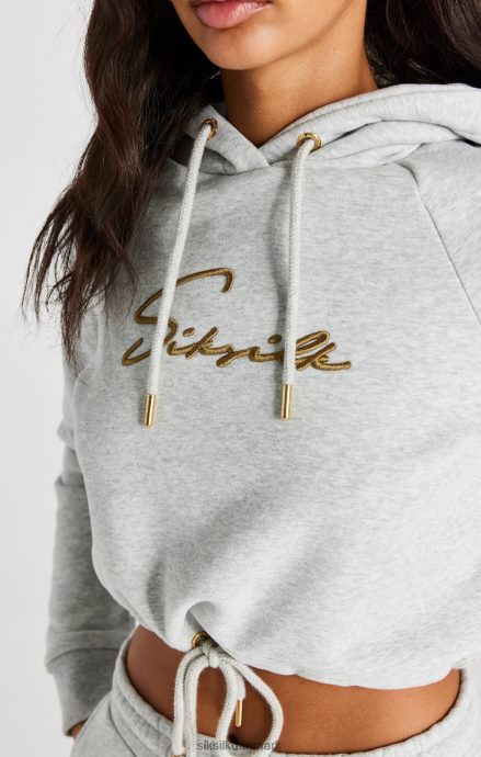 beklædning SikSilk grå mergel signatur crop hættetrøje Kvinder 862RF495