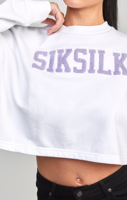 beklædning SikSilk hvid crop varsity sweatshirt Kvinder 862RF484