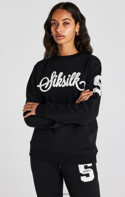 beklædning SikSilk sort varsity logo sweatshirt Kvinder 862RF476