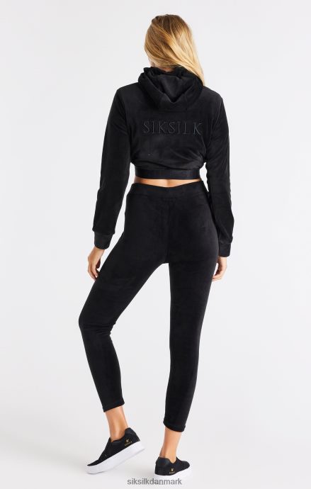 beklædning SikSilk sort velour cropped hættetrøje Kvinder 862RF494