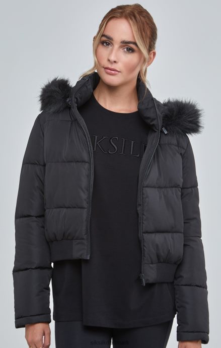 beklædning SikSilk Sort beskåret Parka Kvinder 862RF4127