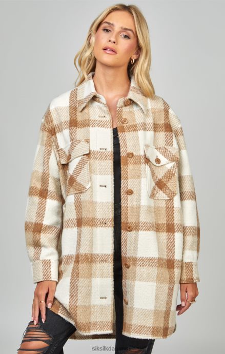 beklædning SikSilk beige ternet hylse Kvinder 862RF4137