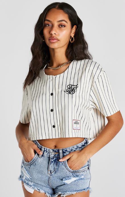 beklædning SikSilk ecru crop baseballtrøje Kvinder 862RF433