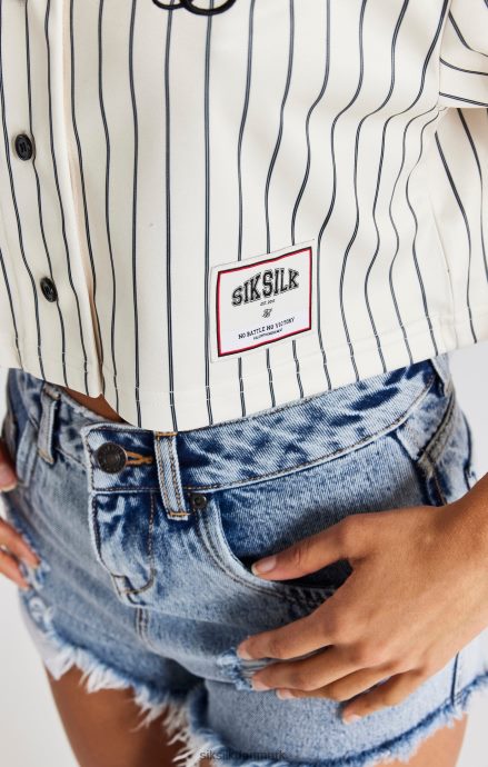 beklædning SikSilk ecru crop baseballtrøje Kvinder 862RF433