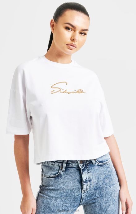beklædning SikSilk hvid signatur crop tee Kvinder 862RF445