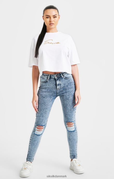 beklædning SikSilk hvid signatur crop tee Kvinder 862RF445