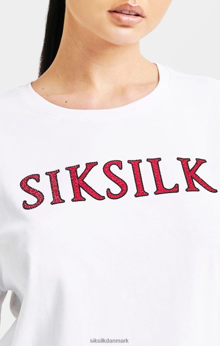beklædning SikSilk hvid sparkle boxy crop t-shirt Kvinder 862RF435