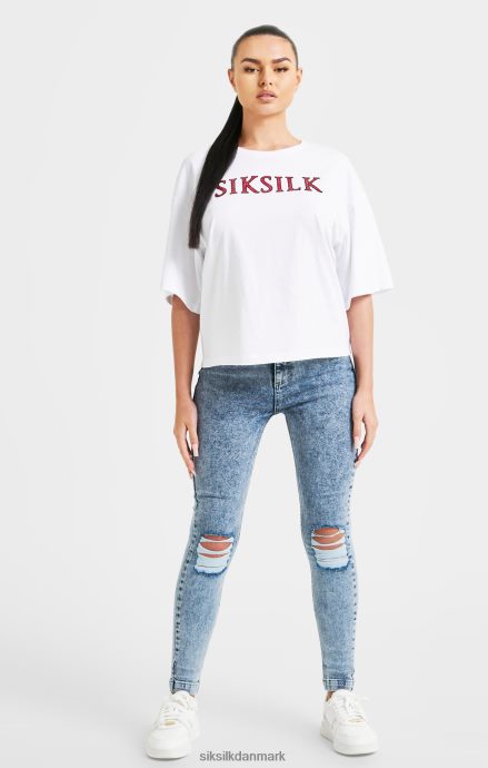 beklædning SikSilk hvid sparkle boxy crop t-shirt Kvinder 862RF435