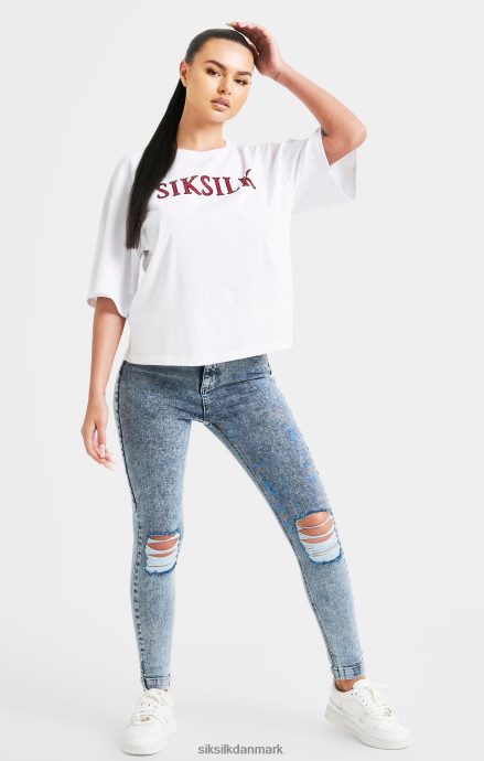 beklædning SikSilk hvid sparkle boxy crop t-shirt Kvinder 862RF435