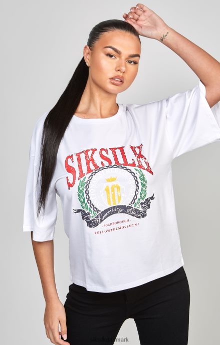 beklædning SikSilk hvid varsity crop t-shirt Kvinder 862RF453