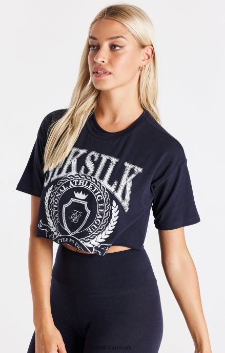 beklædning SikSilk marineblå varsity cropped t-shirt Kvinder 862RF451