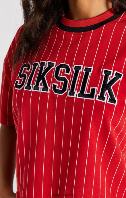 beklædning SikSilk rød baseball stribet t-shirt Kvinder 862RF444