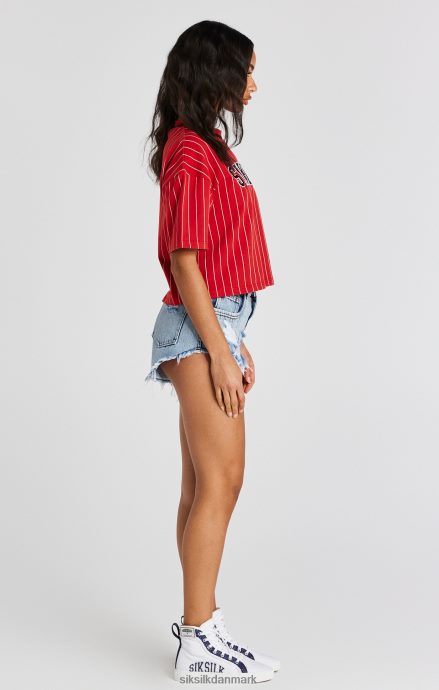 beklædning SikSilk rød baseball stribet t-shirt Kvinder 862RF444