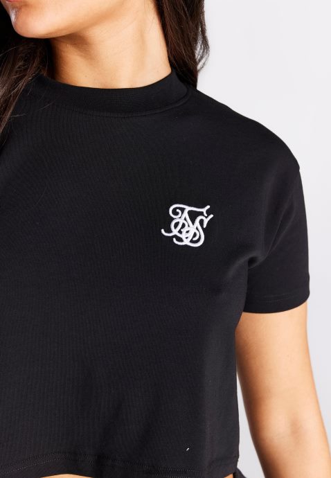 beklædning SikSilk sort essentiel box fit crop t-shirt Kvinder 862RF425