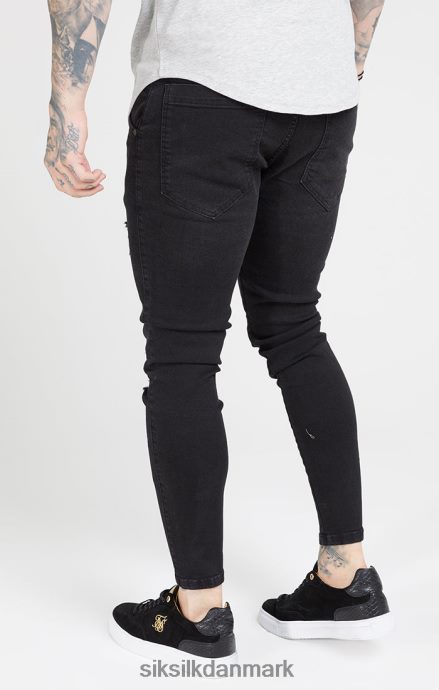 beklædning SikSilk sort vasket essential distressed skinny jean Mænd 862RF4554