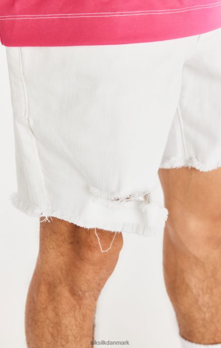 beklædning SikSilk hvid rå søm distressed denim short Mænd 862RF4600