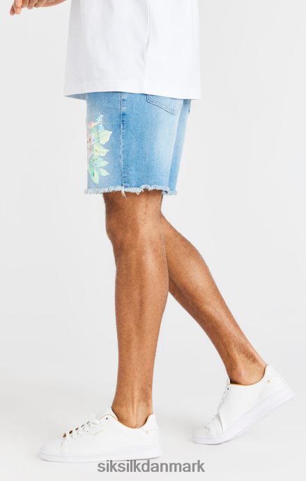 beklædning SikSilk råblomstrede denimshorts - lys mellemstensblå Mænd 862RF4601