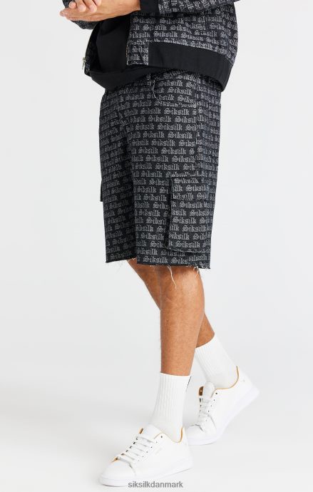 beklædning SikSilk sort jacquard denim cargo short Mænd 862RF4604