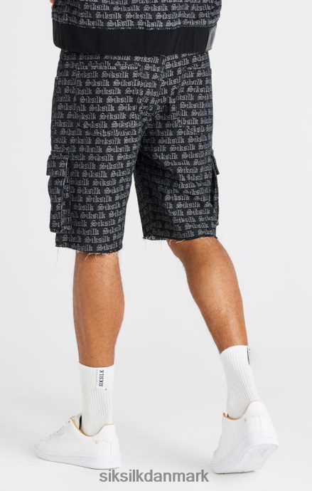 beklædning SikSilk sort jacquard denim cargo short Mænd 862RF4604