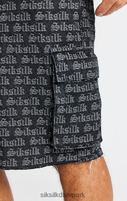 beklædning SikSilk sort jacquard denim cargo short Mænd 862RF4604