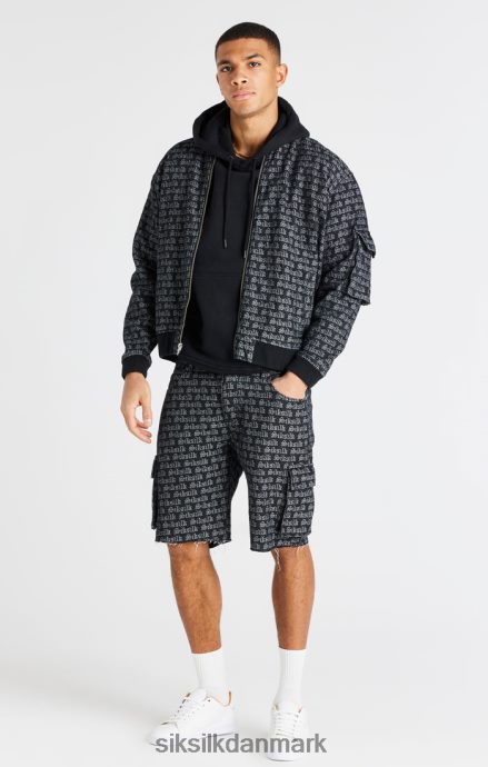 beklædning SikSilk sort jacquard denim cargo short Mænd 862RF4604