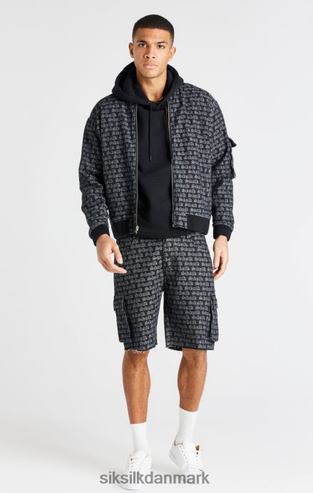 beklædning SikSilk sort jacquard denim cargo short Mænd 862RF4604