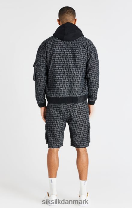 beklædning SikSilk sort jacquard denim cargo short Mænd 862RF4604