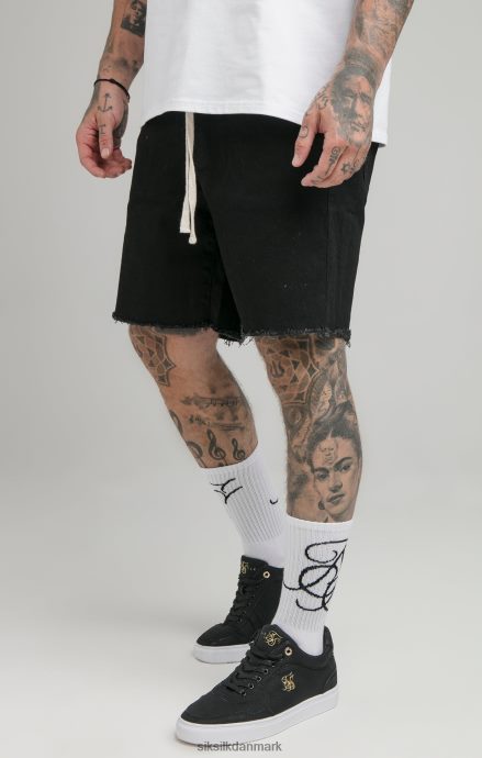beklædning SikSilk sort rå søm afslappet denim short Mænd 862RF4582