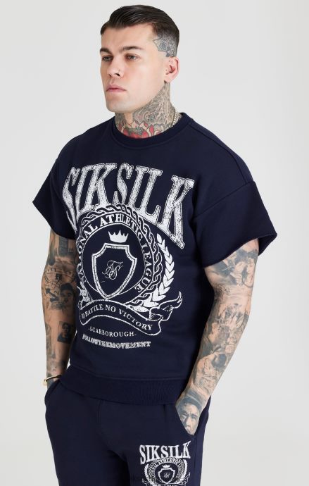 beklædning SikSilk marineblå varsity sweatshirt Mænd 862RF4445