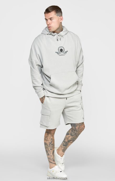 beklædning SikSilk oversized hættetrøje med grå varsity print Mænd 862RF4443
