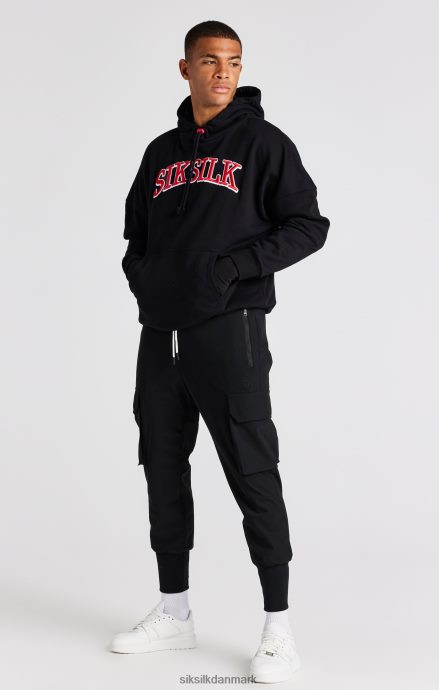 beklædning SikSilk sort oversized hættetrøje Mænd 862RF4426