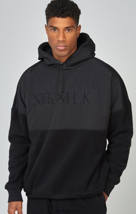 beklædning SikSilk sort polar fleece cut & sy overhead hættetrøje Mænd 862RF4425