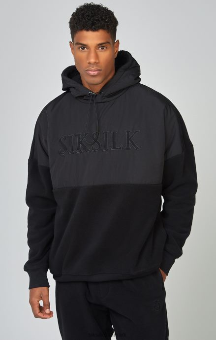 beklædning SikSilk sort polar fleece cut & sy overhead hættetrøje Mænd 862RF4425
