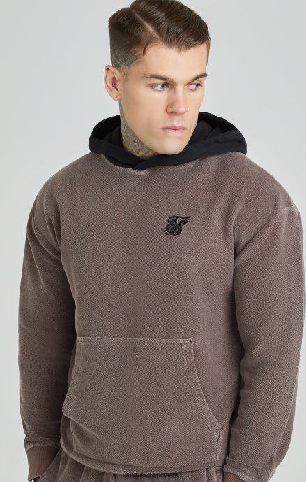 beklædning SikSilk vasket brun heavyweight loopback oversized hættetrøje Mænd 862RF4430