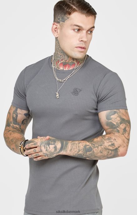 beklædning SikSilk grå ribstrikket t-shirt Mænd 862RF4374