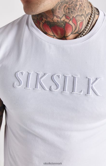 beklædning SikSilk hvid broderet t-shirt i muskelpasform Mænd 862RF4370