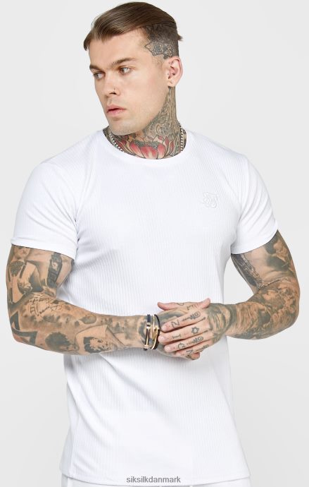 beklædning SikSilk hvid ribstrikket t-shirt Mænd 862RF4381