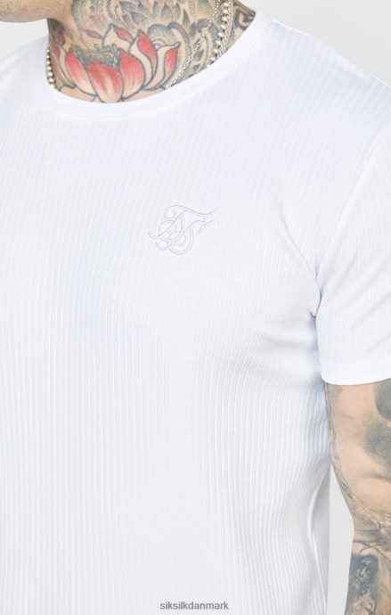 beklædning SikSilk hvid ribstrikket t-shirt Mænd 862RF4381