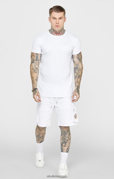 beklædning SikSilk hvid ribstrikket t-shirt Mænd 862RF4381