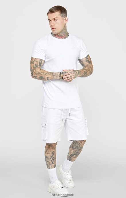 beklædning SikSilk hvid ribstrikket t-shirt Mænd 862RF4381