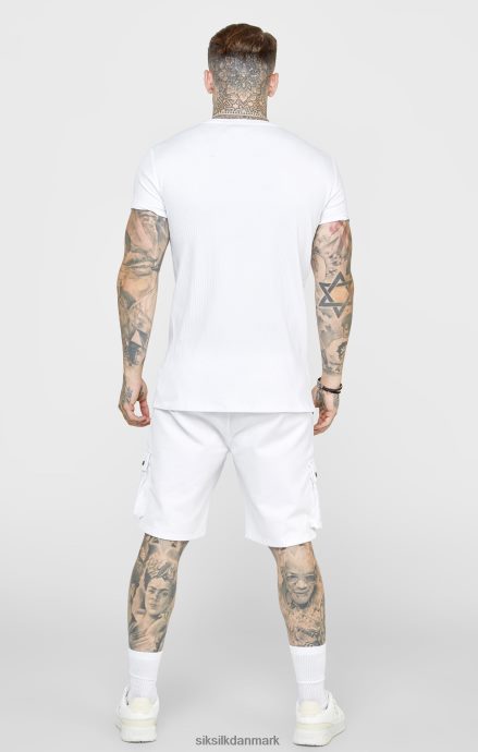 beklædning SikSilk hvid ribstrikket t-shirt Mænd 862RF4381