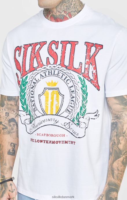 beklædning SikSilk hvid varsity oversized t-shirt Mænd 862RF4394