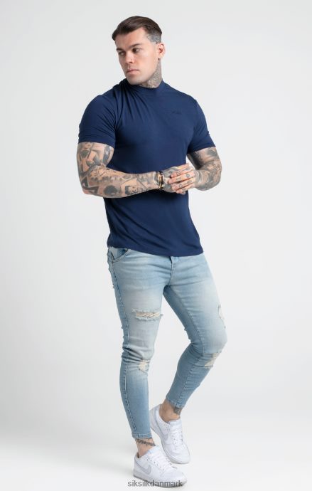 beklædning SikSilk marineblå t-shirt med høj hals Mænd 862RF4379