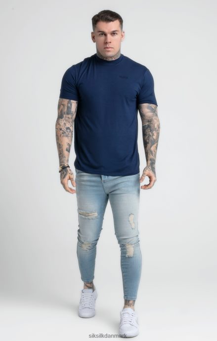 beklædning SikSilk marineblå t-shirt med høj hals Mænd 862RF4379