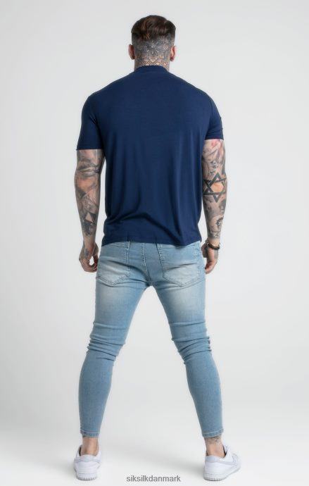 beklædning SikSilk marineblå t-shirt med høj hals Mænd 862RF4379